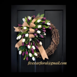 Wreaths for front door, Tulip Wreath, Spring Wreath for front door, everyday wreaths for front door, Spring Wreaths, front door decor