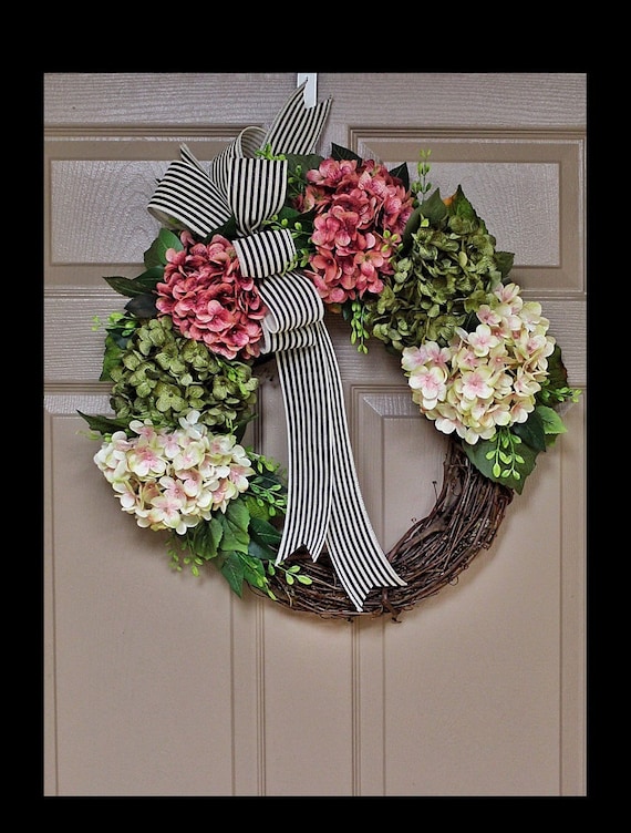 Spring Front Door Wreaths Farmhouse Wreath Hydrangea Wreath Etsy