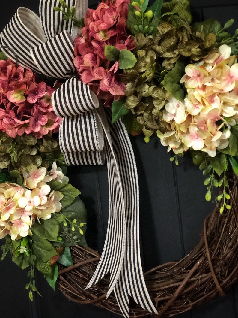 Mothers Day Easter Hydrangea Wreath Spring Wreaths Gift Ideas Farmhouse Wreaths Spring Wreath for Front Door Housewarming Gift