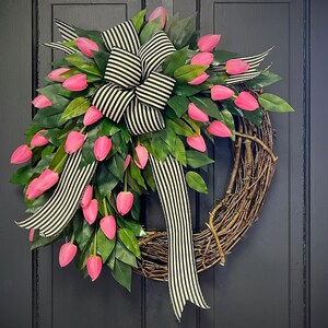 Tulip Wreath, Wreaths for Front Door, Spring Wreath, Easter Wreath, Wreaths for Front Door, Grapevine Wreath, Mothers Day, Spring Tulip