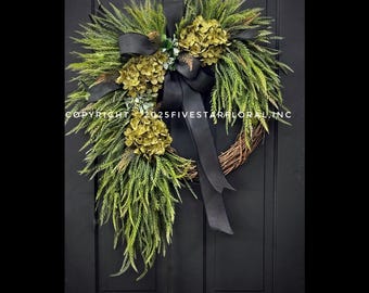 Every Day Wreath, Year Round Wreaths, Hydrangea Front Door Wreaths, Farmhouse Wreathes, Housewarming Gift, Ideas, For Her, Mom, Wife