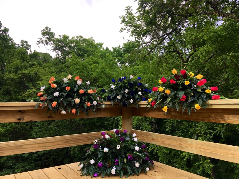Cemetery Flowers Headstone Saddle Grave Decoration Grave Etsy