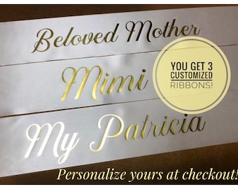 Funeral Ribbon, Memorial, for Cemetery Flowers, Personalized Sash, Custom Printed Ribbon, for Dad, for Mom, Banner, Beloved, Tribute