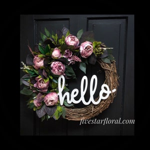 Front Door Wreaths, Spring Wreath, Peony Wreath, Peonies, Grapevine Wreath, Country, Shabby Chic, Home Decor, Housewarming Gifts, For Her