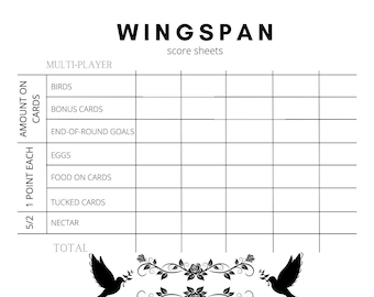 Wingspan Score Sheet - 2 Score Pads