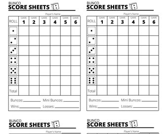 Bunco score sheets x4 - Bunco Score Sheets - Printable PDF