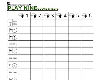 Play Nine Score Sheets: 150 Score Pads for Play 9 Golf Card Game