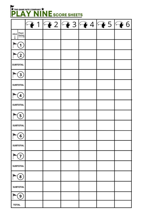 Play 9 Score Sheets: 100 Score Cards for Play Nine Golf Card Game, 6 x  9-inches by Seele&Soul Publishing