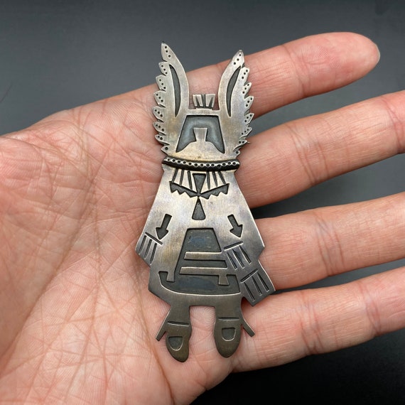 Vintage Southwestern Kachina Sterling Silver Brooc