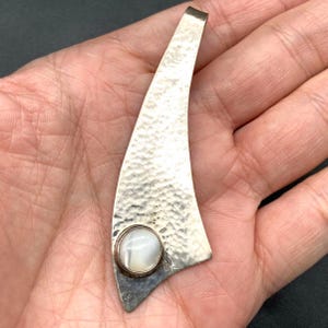 Vintage Mexico Modernist Agate Sterling Silver Pendant
