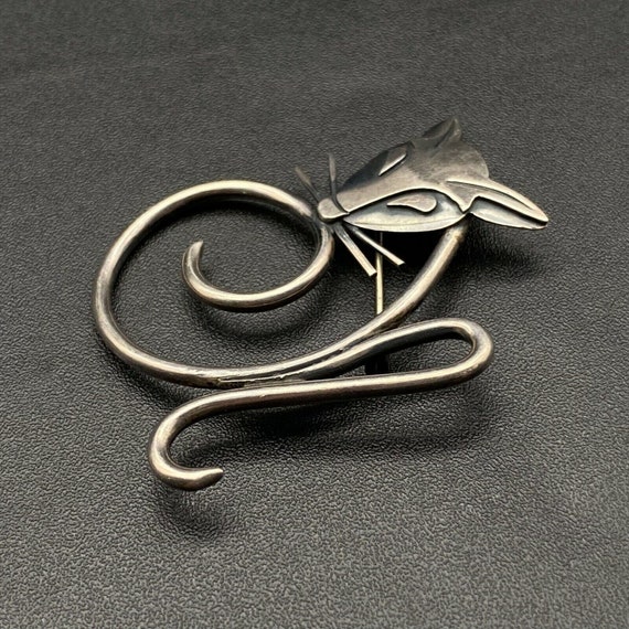 Vintage Mexico Abstract Fox Sterling Silver Pin B… - image 8