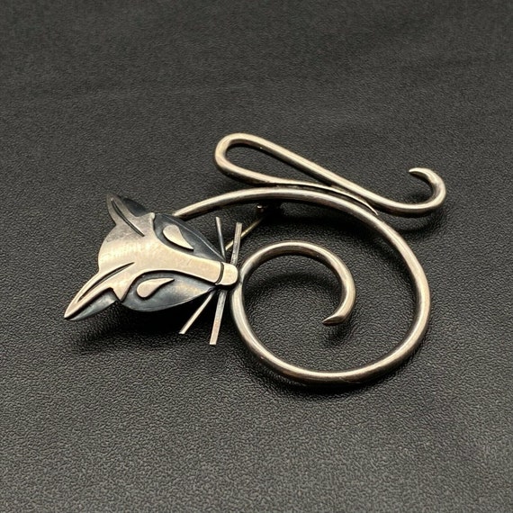 Vintage Mexico Abstract Fox Sterling Silver Pin B… - image 7