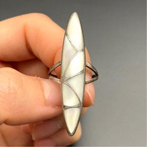 Vintage Zuni Native Silver MOP Inlay Ring Size 6.75