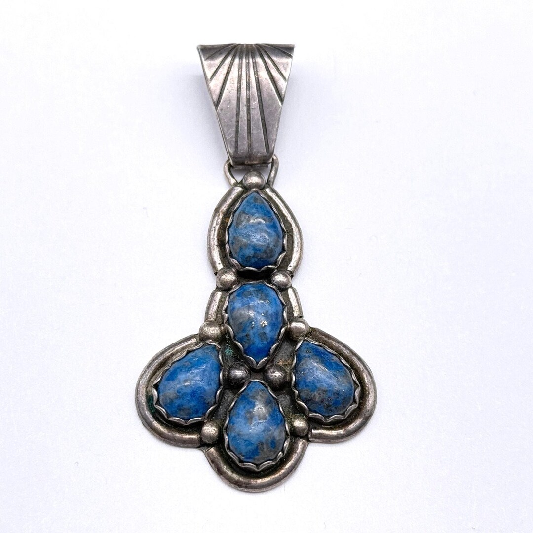 Rare Vintage Lapis and Silver Navajo Necklace