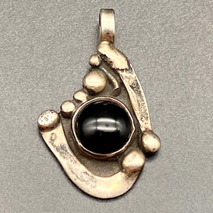 Pendentif vintage brutaliste abstrait Stan en argent sterling