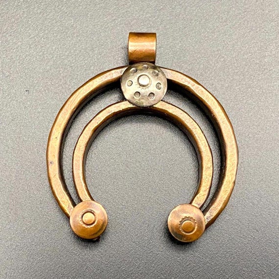 Vintage Southwestern Naja Stampwork Concho Copper… - image 1