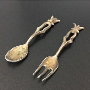 Vintage Navajo Native Sandcast Sterling Silver Spoon Fork Set