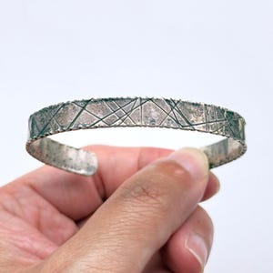 Bransoletka mankietowa w stylu vintage modernistycznym ze srebra próby 925 6-3/4"