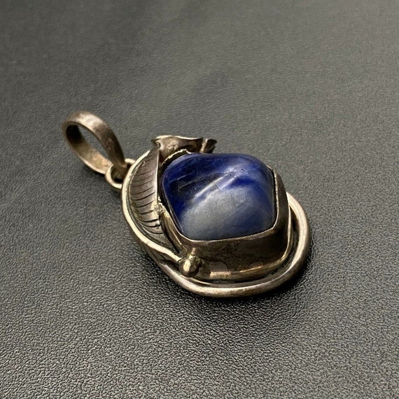 Vintage Blue Sodalite Sterling Silver Pendant - image 6