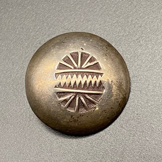 Vintage Navajo Native Hand Stamped Silver Button … - image 1