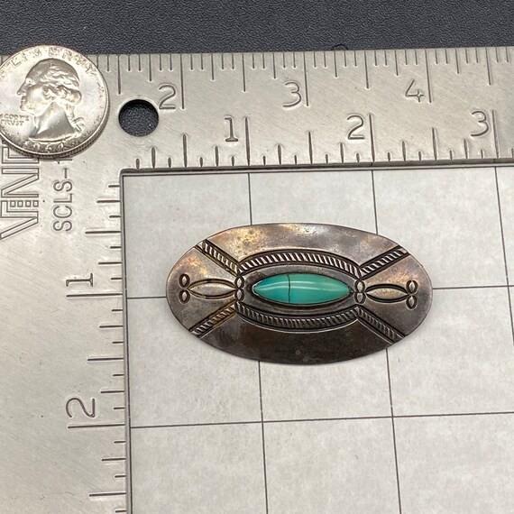 Vintage Navajo Native Turquoise Hand Stamped Silv… - image 3