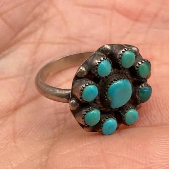 Vintage Navajo Native Turquoise Silver Ring Size … - image 8