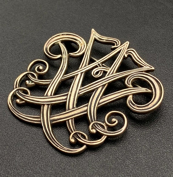 Vintage Art Nouveau Sterling Silver Pin Brooch - image 1