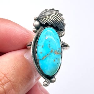 Vintage Navajo Native Turquoise Sterling Silver Ring Size 6.75