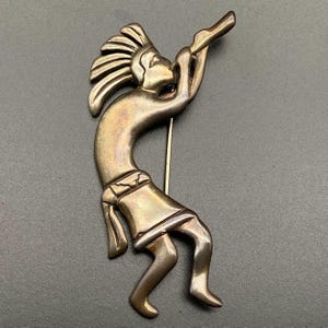 Broche vintage de plata de ley con diseño de Kokopelli del suroeste
