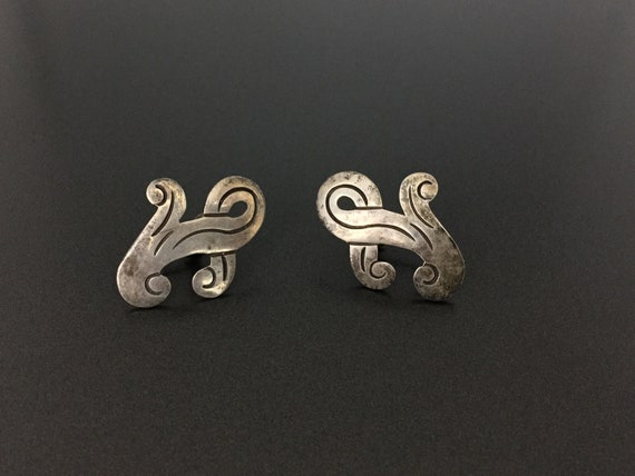 Vintage Mexico Adan Alvarado Swirl Screw On Earrin