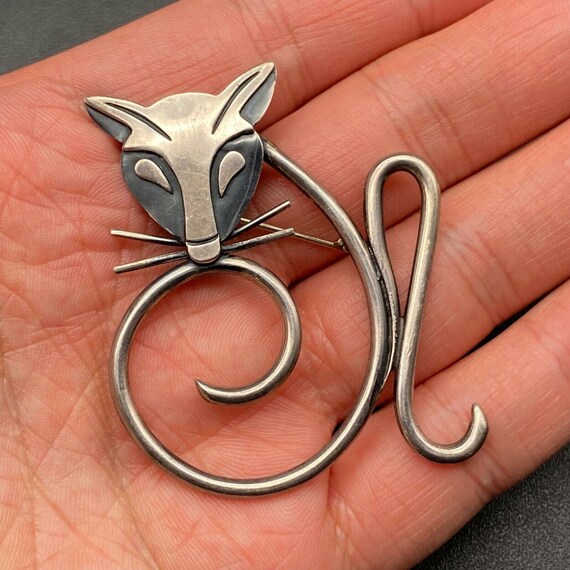 Vintage Mexico Abstract Fox Sterling Silver Pin B… - image 5