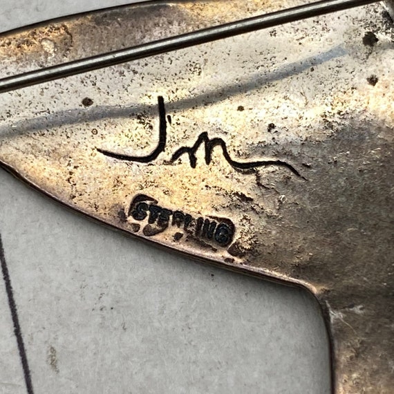 Vintage JM Dog Heart Sterling Silver Pin Brooch - image 3