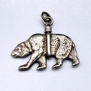 Vintage Southwestern Bear Sterling Silver Pendant Charm