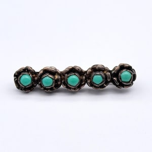 Vintage Turquoise Flower Bar Sterling Silber Brosche