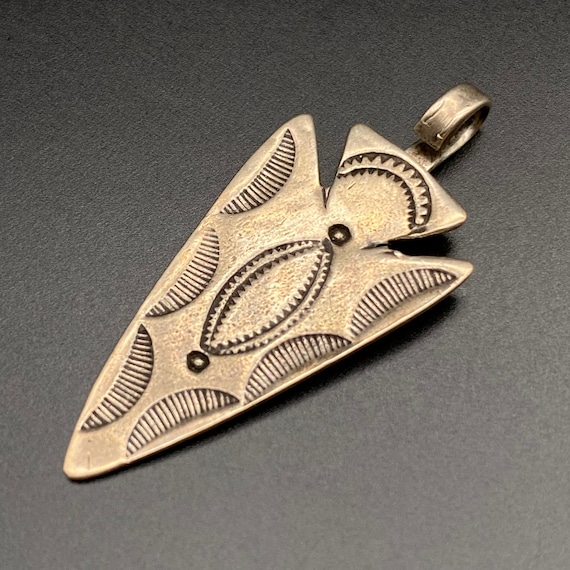 Vintage Navajo Native Stamped Arrow Silver Pendant