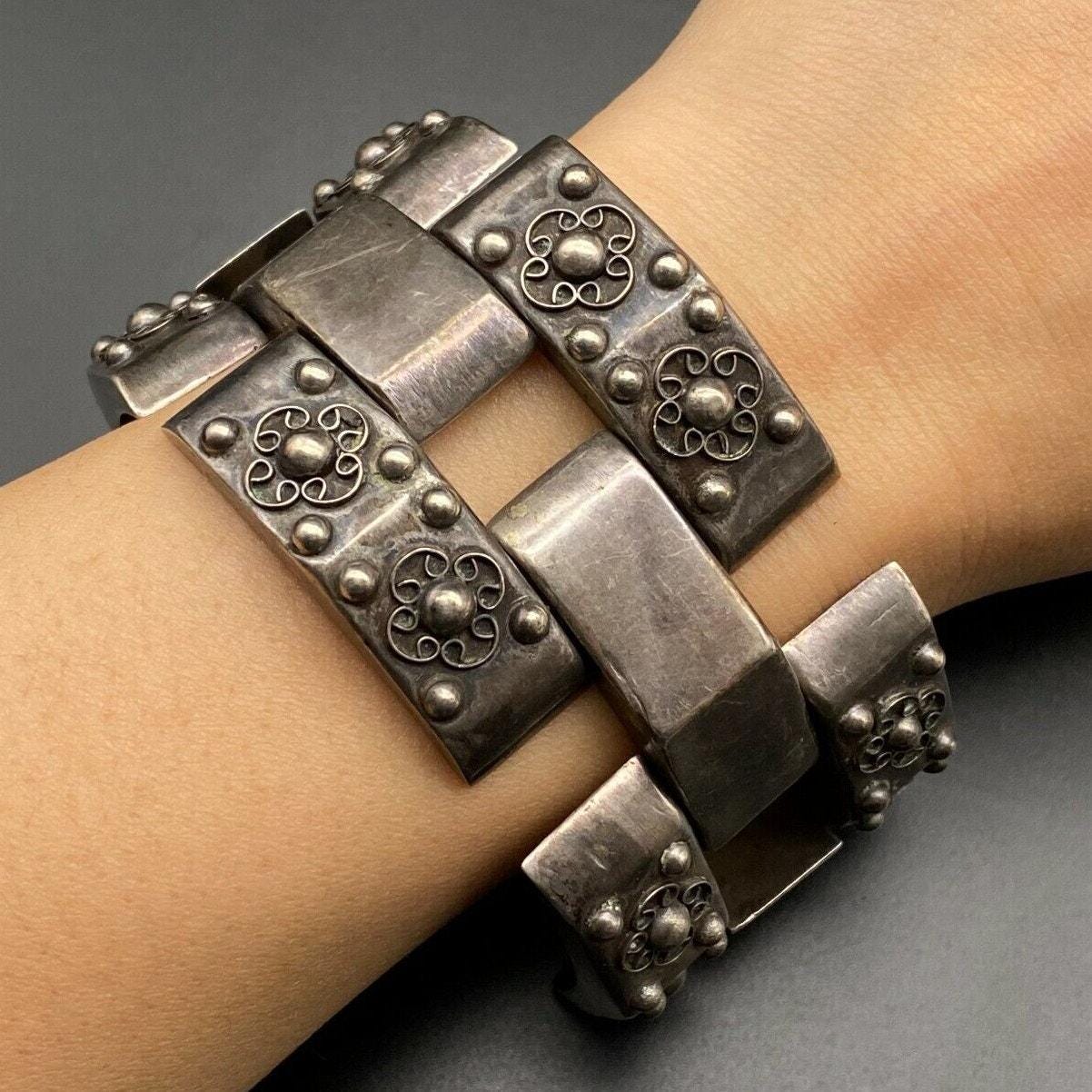 ヴィンテージ メキシコ シルバー リンク ブレスレット 7インチ - Etsy 日本