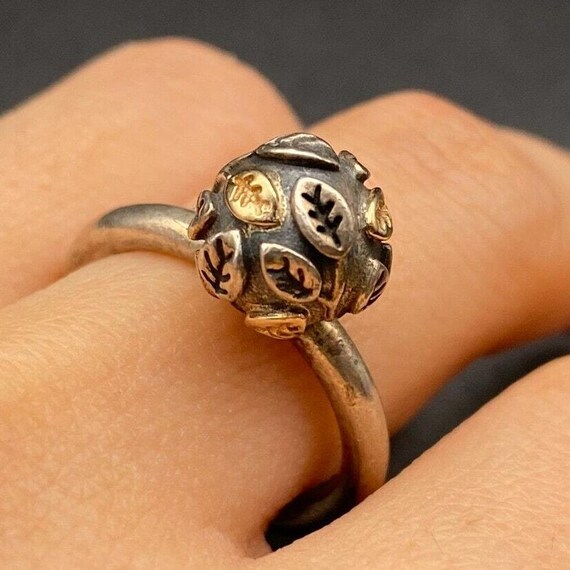 Vintage Pandora Gold Leaves Sterling Silver Ring Size 7.5 Etsy