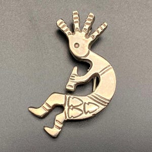 Vintage Navajo Native Alvin Monte Sandcast Kokopelli Sterling Silver Pin Pendant
