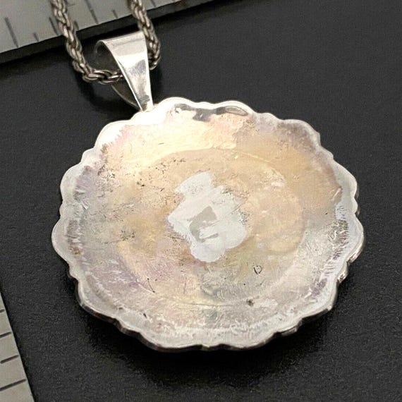 Vintage Navajo Native Kachina Stampwork Silver Pendant Necklace 24