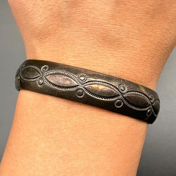 ヴィンテージ ナバホ族 ネイティブ スタンプワーク スターリング