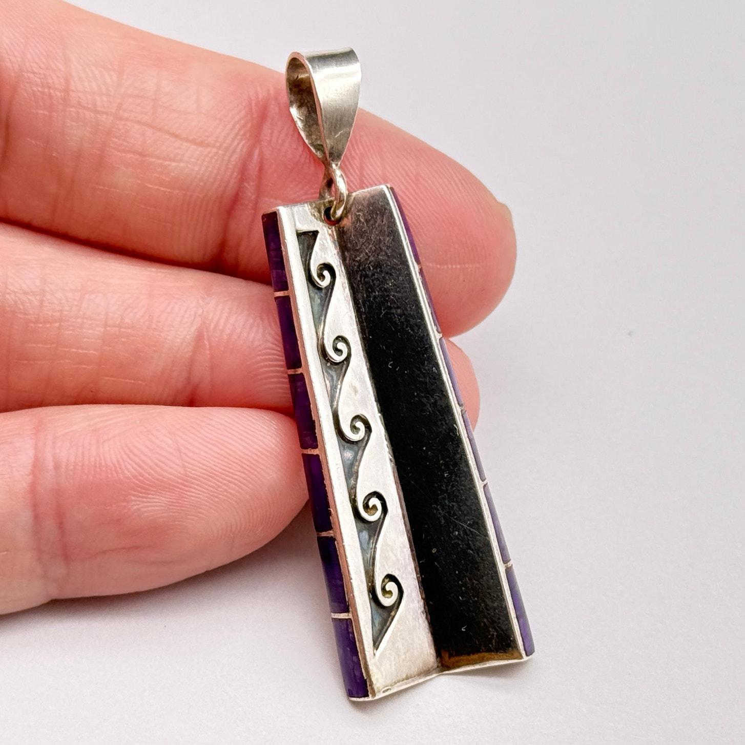 Vintage Navajo Lonn Parker Water Waves Purple Sugilite Sterling