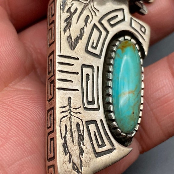 Vintage Southwestern Kachina Turquoise Sterling S… - image 10