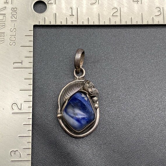 Vintage Blue Sodalite Sterling Silver Pendant - image 3