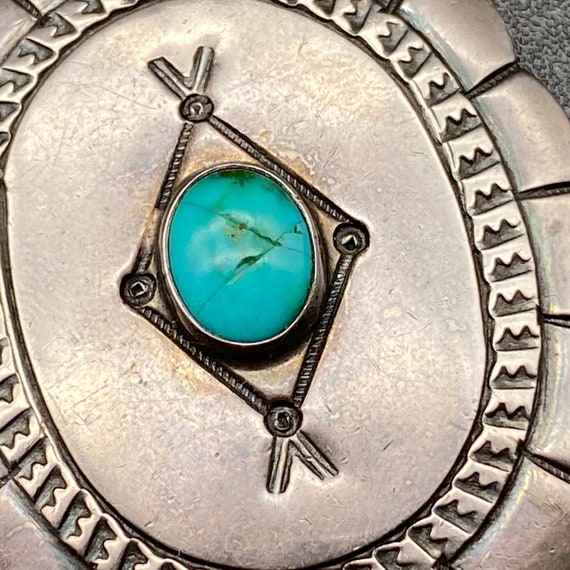 Vintage Navajo Turquoise Hand Stamped Concho Ster… - image 8