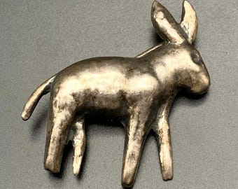 Broche Petit Âne En Métal Doré Avec Pierre Multicolore - Accessoire Mignon