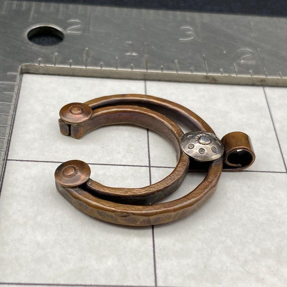 Vintage Southwestern Naja Stampwork Concho Copper… - image 6