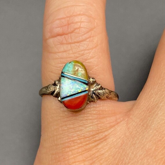 Petite Vintage Southwestern Turquoise Coral Lab O… - image 6