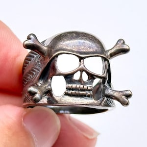 Vintage Skull Sterling Silver Biker Ring Size 9.5