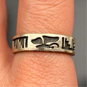 Vintage Navajo Native Skeets Butterfly Raincloud Sterling Silver Ring Size 9.75