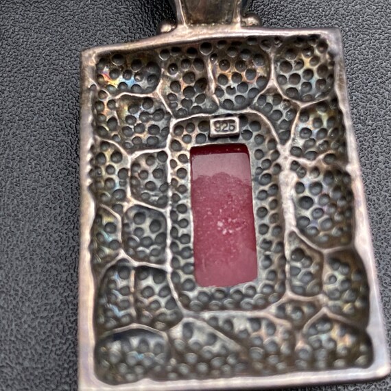 Vintage Red Stone Sterling Silver Pendant - image 8